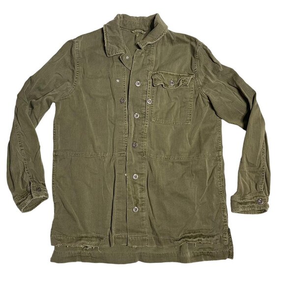 🌿 Free People Army Green Military Jacket SZ S Boho Utility Cotton - Picture 1 of 7